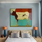 Живопись с принтом коровы, домашний декор, настенные картины для гостиной, без рамки, холст, живопись
