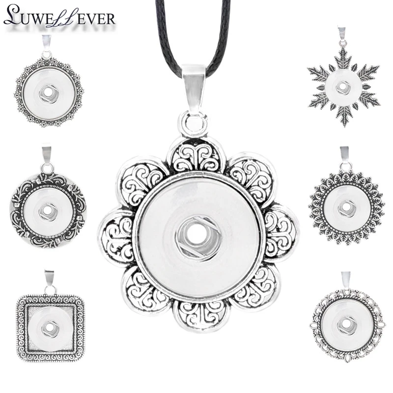 

Fashion Metal Interchangeable Flower Tree Ginger Necklace 017 Fit 18mm Snap Button Pendant Necklace Charm Jewelry For Women Gift