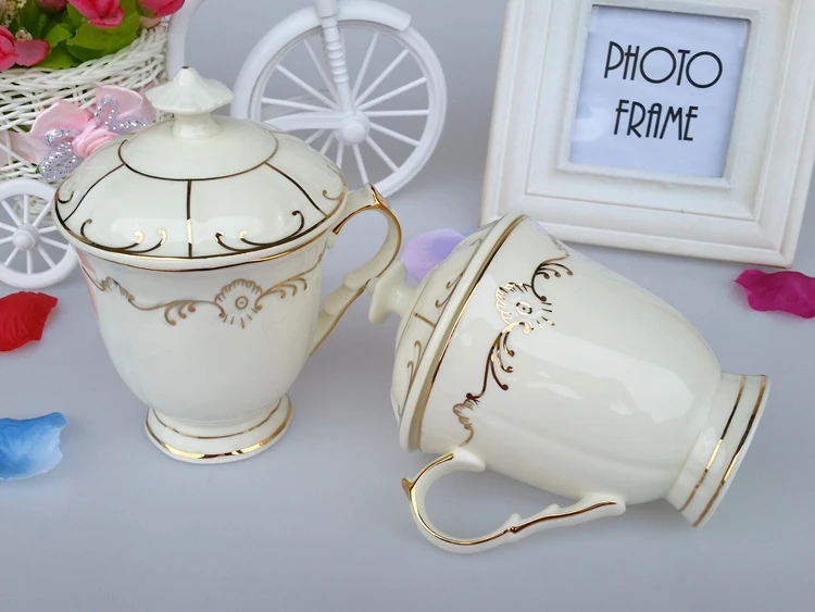 Континентальная кружка покрытая ручной позолоченной ложкой керамические чашки