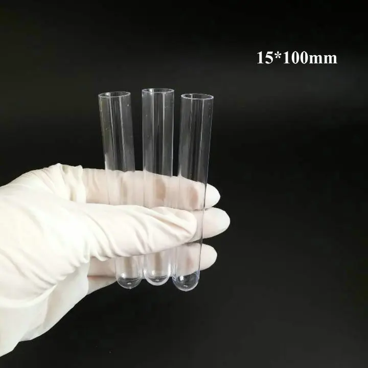 

200pcs/lot 15x100mm plastic test tube round bottom without cap, 15x100mm tubes for Laboratory and shcool supplies
