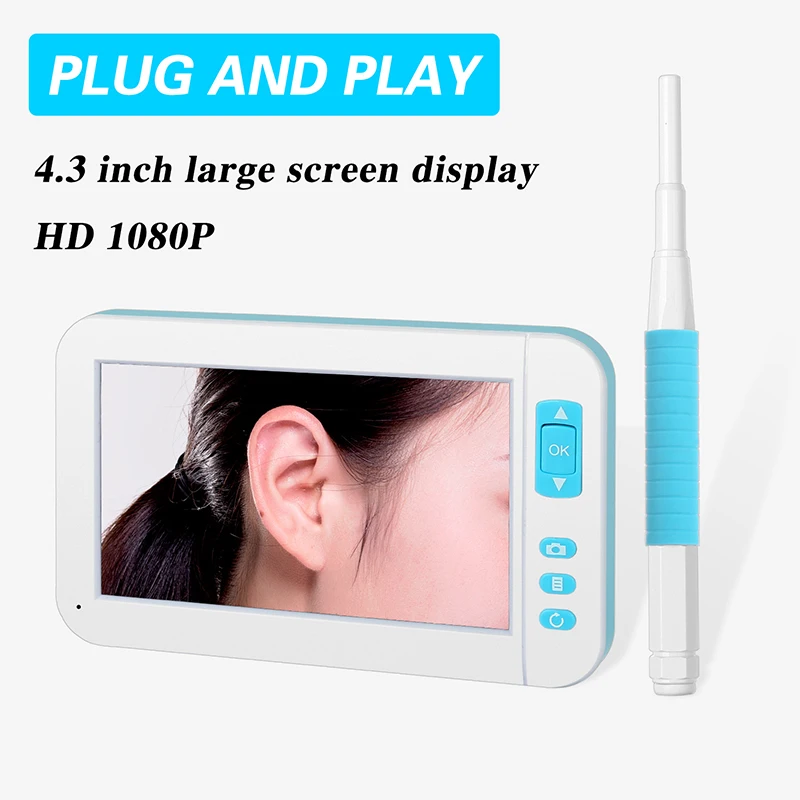 Новая мини Ушная ложка эндоскопическая камера с 4 3 дюймовым экраном Otoscope HD 1080P 9/5 5