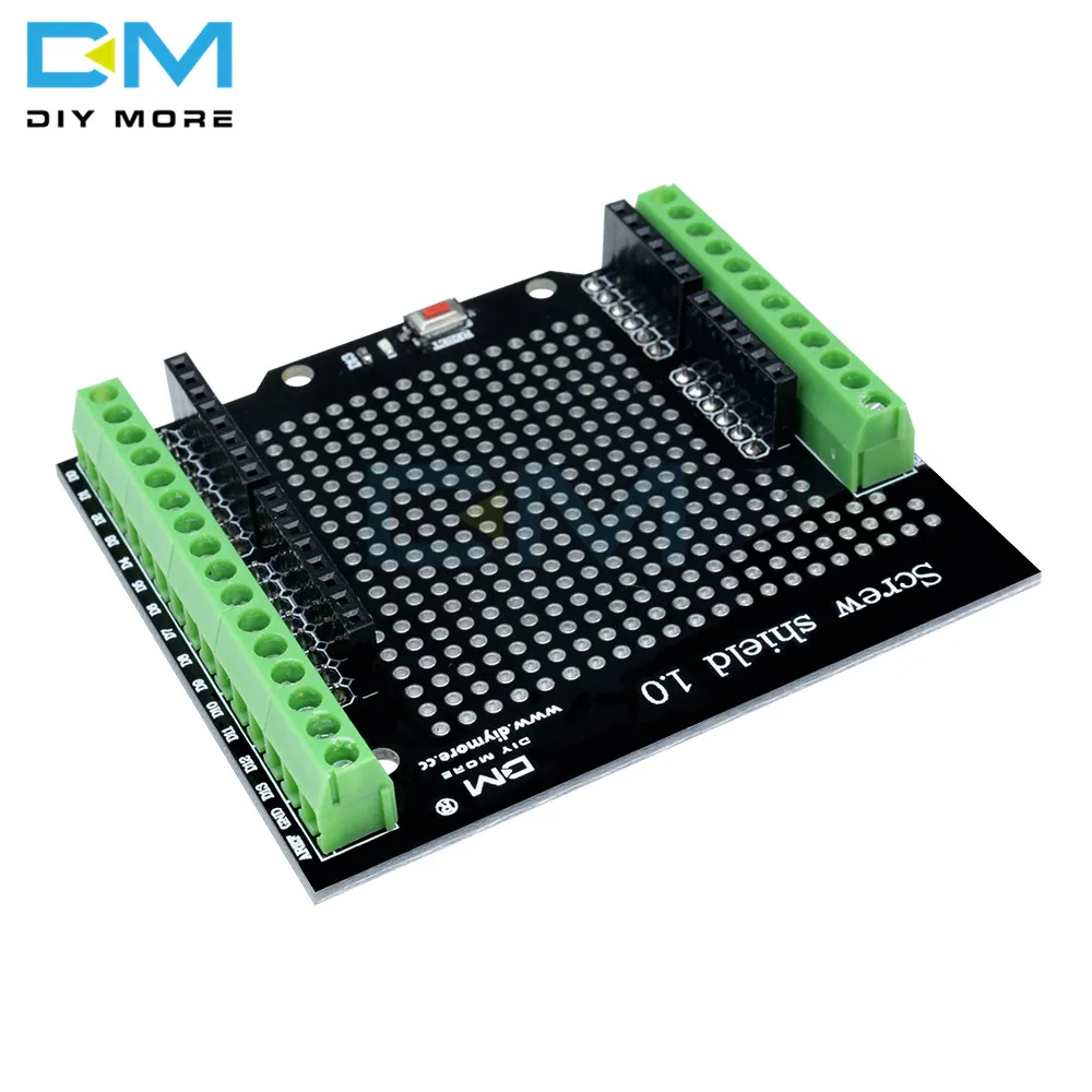 Proto Screw Shield for Arduino Open Source Reset Button D13 LED NEW For Breadboard 3.81 Terminal Double-sided PCB SMT Solder DIY