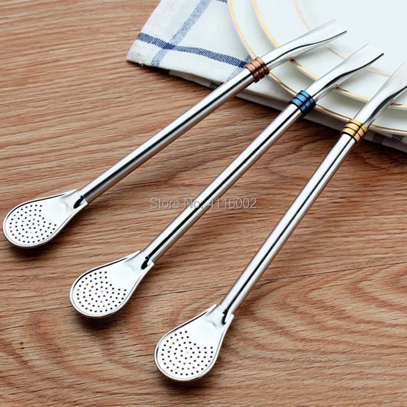 

100pcs 19cm Long Yerba Mate Tea Spoon Stainless Steel Straws Metal Filter Drinking Reusable Straw