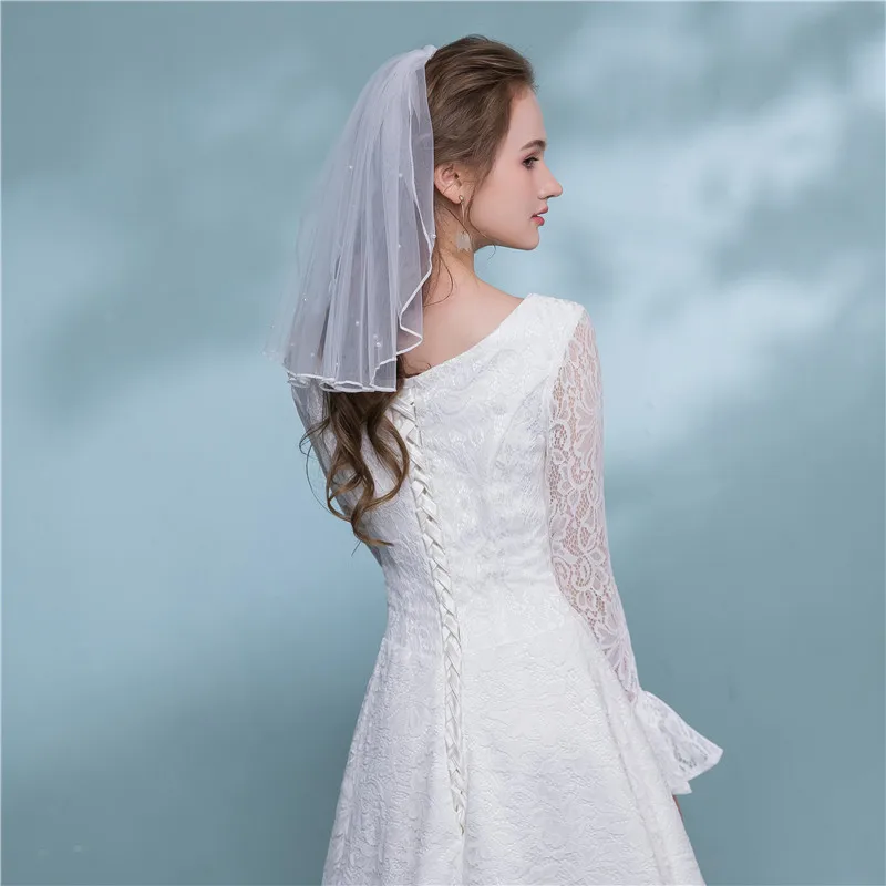 Винтажная короткая свадебная фата Белый/цвет слоновой кости однослойная