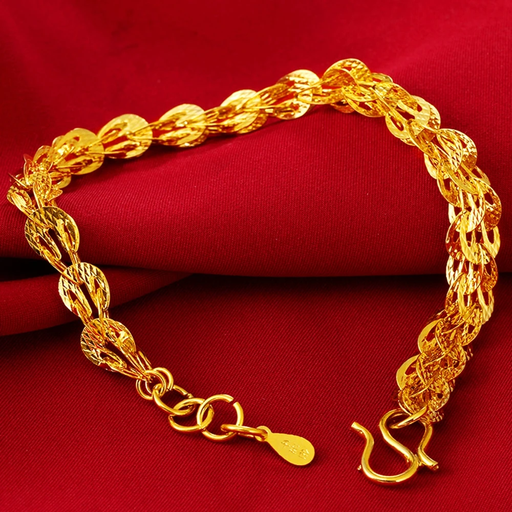 

Womens Mens Bracelet Yellow Gold Filled Trendy Wrist Chain Gift