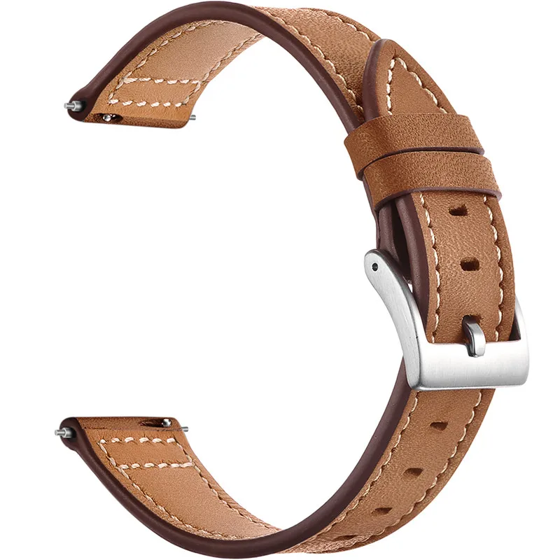 Коричневый Для Xiaomi Mijia, кварцевые часы, кожаный ремешок, amazfit bit band, спортивные Смарт-часы,, мужские и женские часы, 20 мм ширина, ZZQing - Цвет: Коричневый