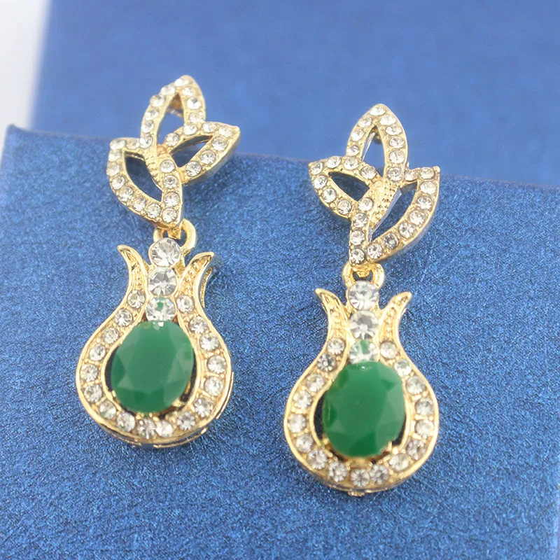 Jewelry Earrings And Necklace For Women Flower Pattern Green Resin Nigerian Wedding African Beads Set Wholesale | Украшения и