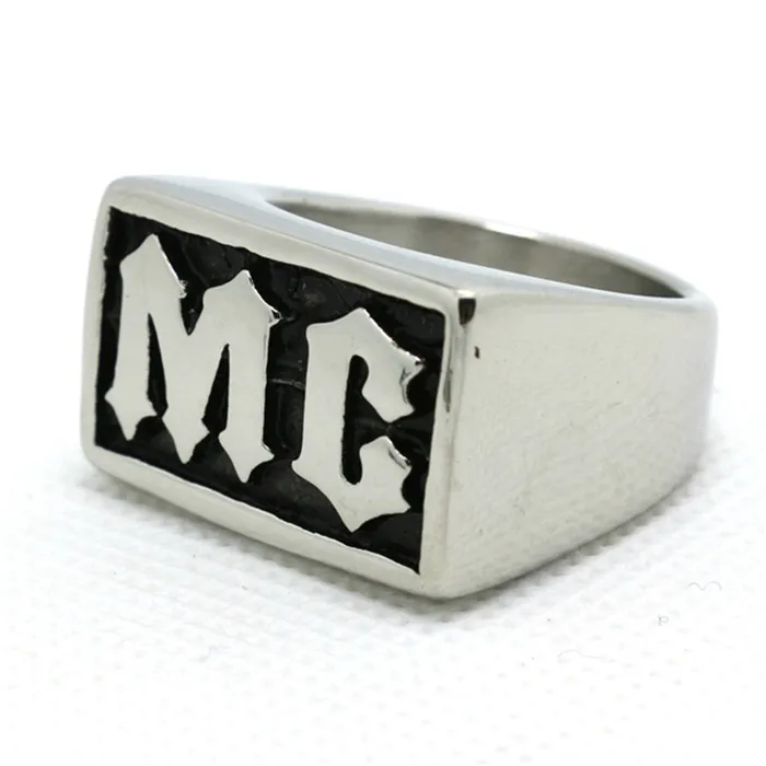 Лидер продаж 1 шт.! Мужское байкерское кольцо MC из нержавеющей стали 316L по оптовой