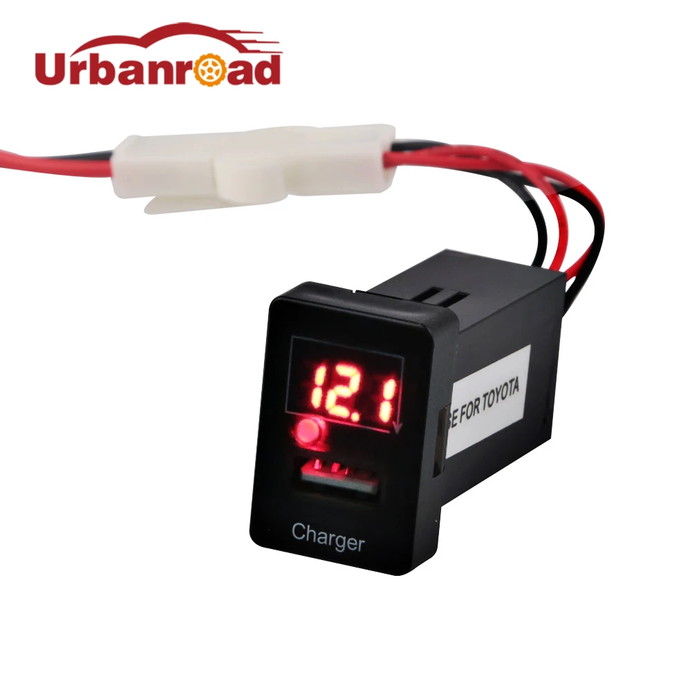 

USB зарядное устройство для Toyota 5 в 2,1 а вольтметр 12 в автомобильный вольтметр USB зарядное устройство сигарета адаптер гнездо для Iphone Xiaomi Huawei ...
