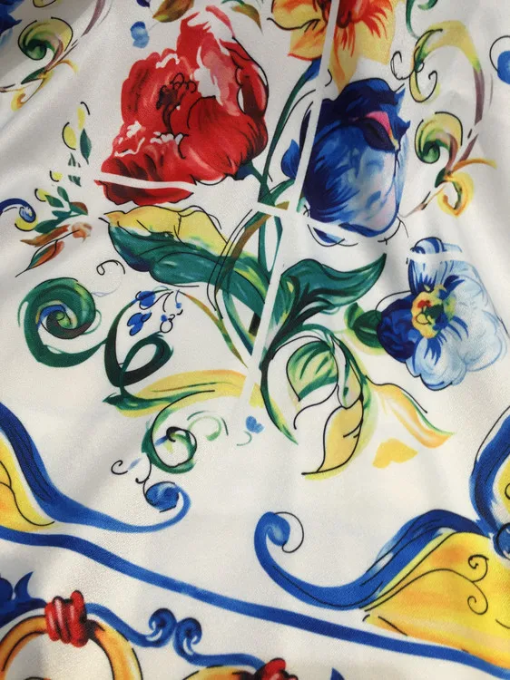 Летнее модное Брендовое женское платье с цветочным принтом фарфоровой плитки