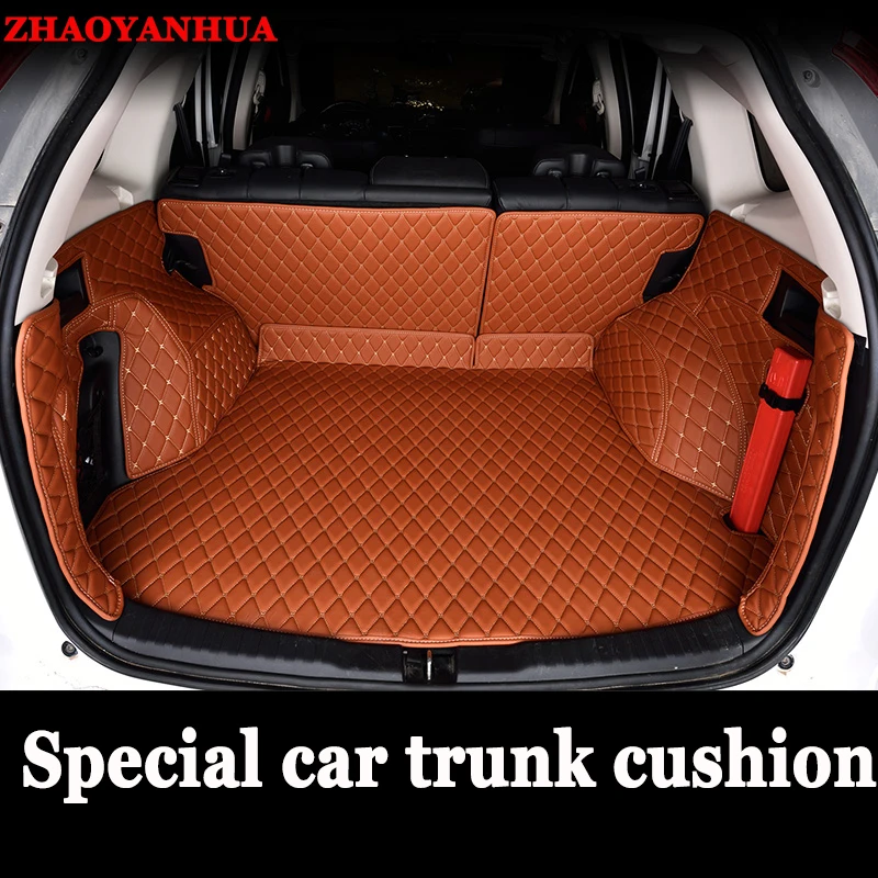 

ZHAOYANHUA Custom car Trunk mats Case for Toyota Camry Corolla RAV4 Mark X Crown FJ Cruiser leather Anti-slip carpet liner