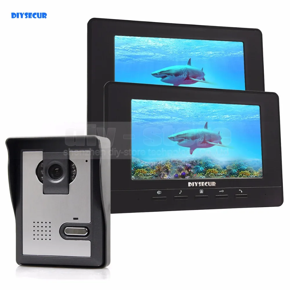 DIYSECUR 7 дюймов видеодомофон дверной звонок 600 TVLine HD камера 2 монитора 800x480 | Отзывы и видеообзор