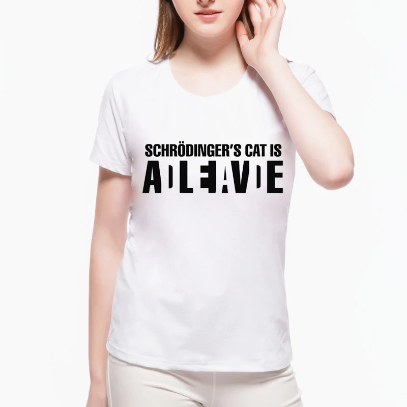 Забавная летняя футболка Schrodingers Cat The Big Bang Theory Футболка Harajuku с буквенным принтом