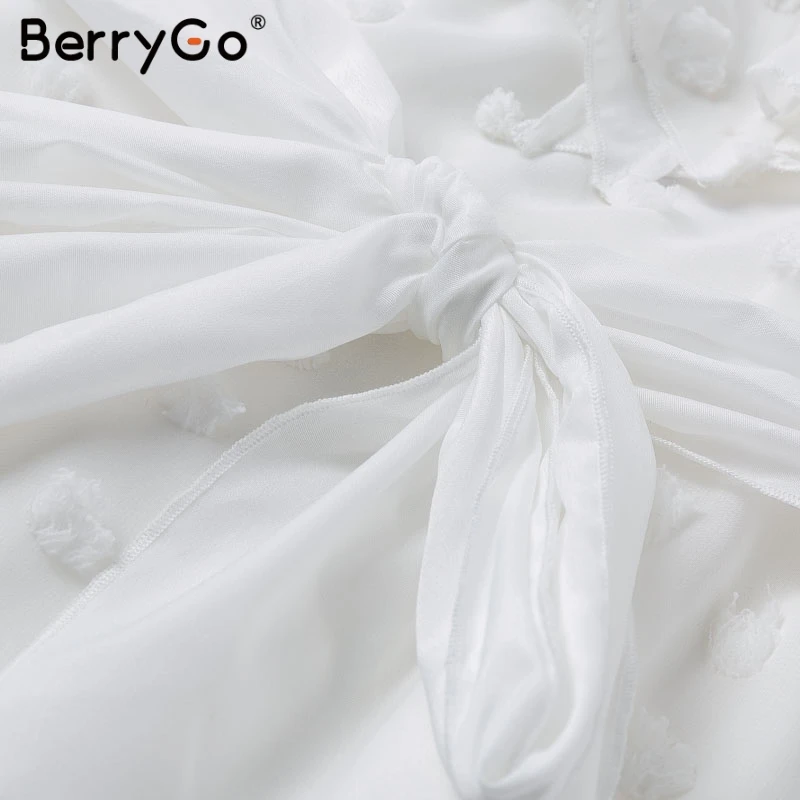 BerryGo/элегантные белые платья в горошек женское платье рубашка летнее сексуальное