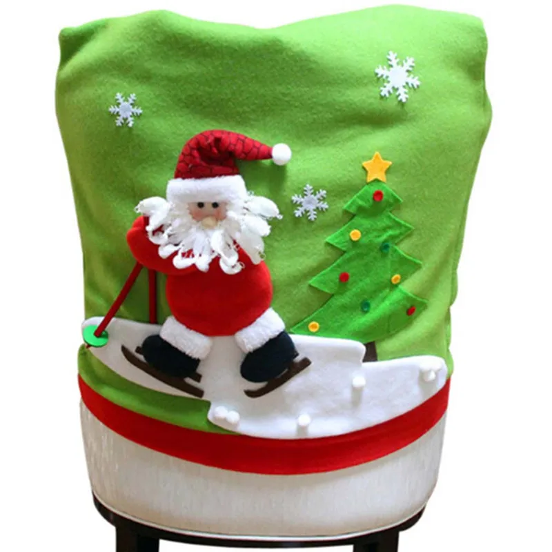 Hot Xmas Christmas Dinner Party Chair Cover Ornament Santa claus Festival Decorations For home house living room antimacassar | Дом и сад