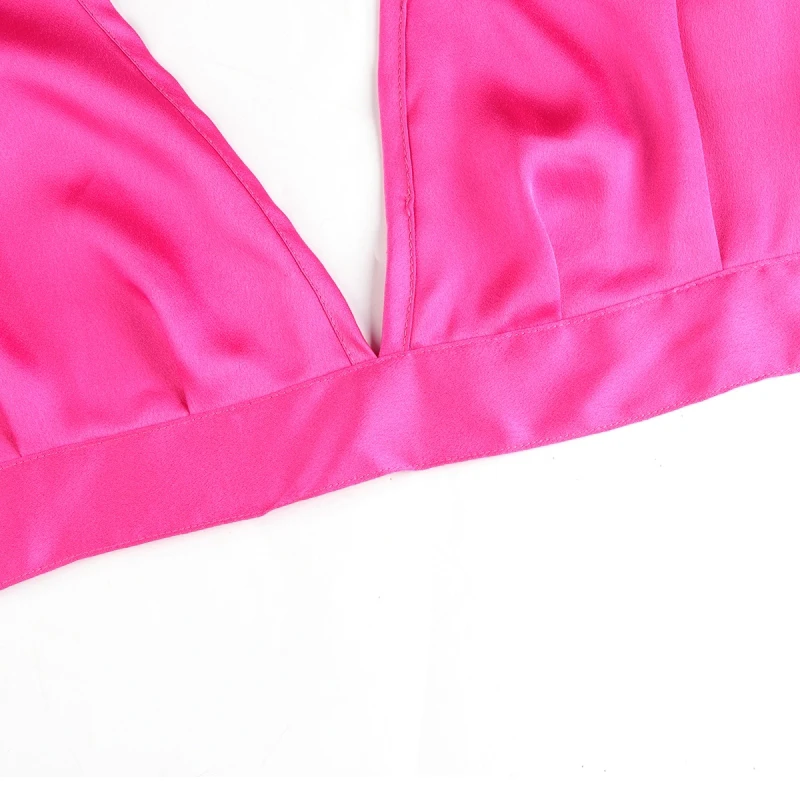 

Rose Chiffon Half-Sleeve Crop Top Sexy Women Deep V-neck Bow Knot Designed Back Chiffon Blouse TA02800109