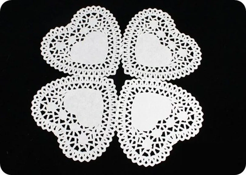 200pc 4''inch Heart Shape Paper Lace Doilies Wedding Valentines Day lovers Coasters romantic Placemat Craft Table Decor gifts | Дом и