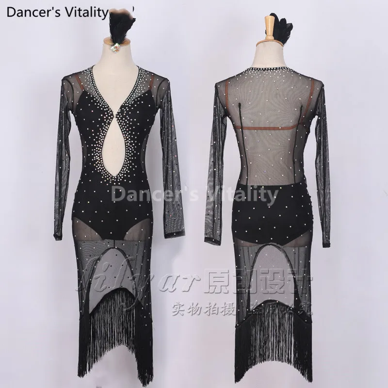 Женское/Детское платье для латиноамериканских танцев со стразами|tango dress|dance