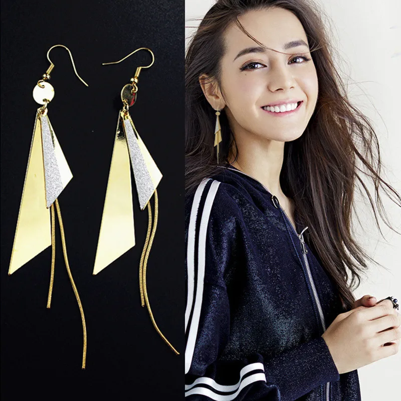 2018 корейский стиль Геометрическая блесток кисточкой мотаться серьги для Для