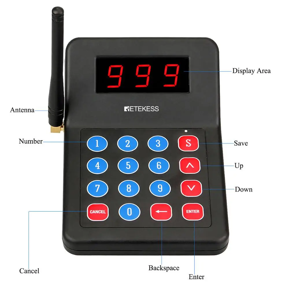 RETEKESS 999 канальный пейджер для ресторана, беспроводная система подкачки и вызова, зуммер для кафе-магазина, церковного ресторанного оборудования