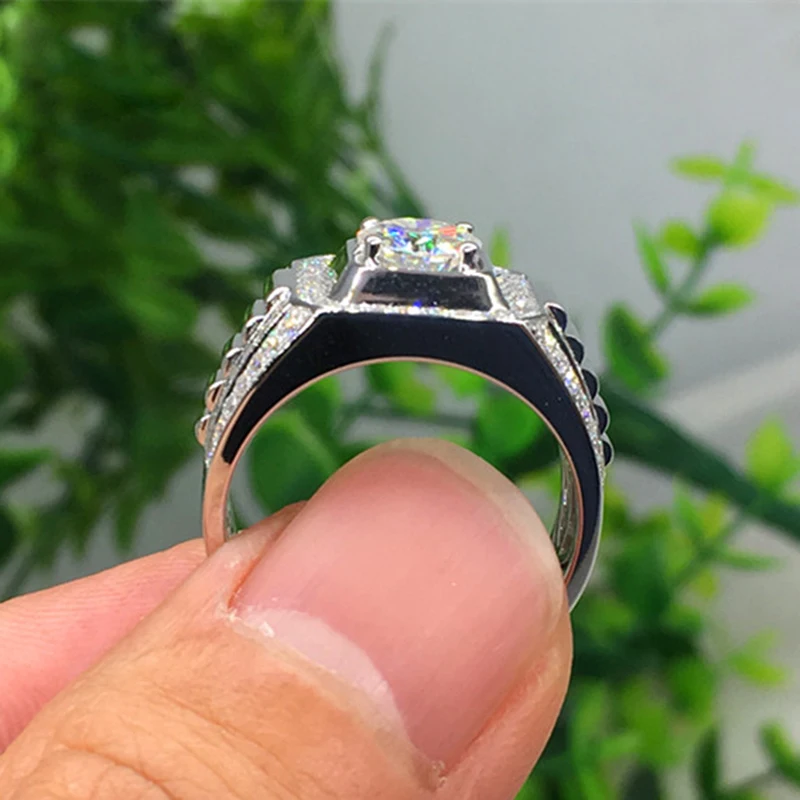 18K 750Au Золотое Муассанит бриллиант мужское кольцо D Цвет VVS с национальным