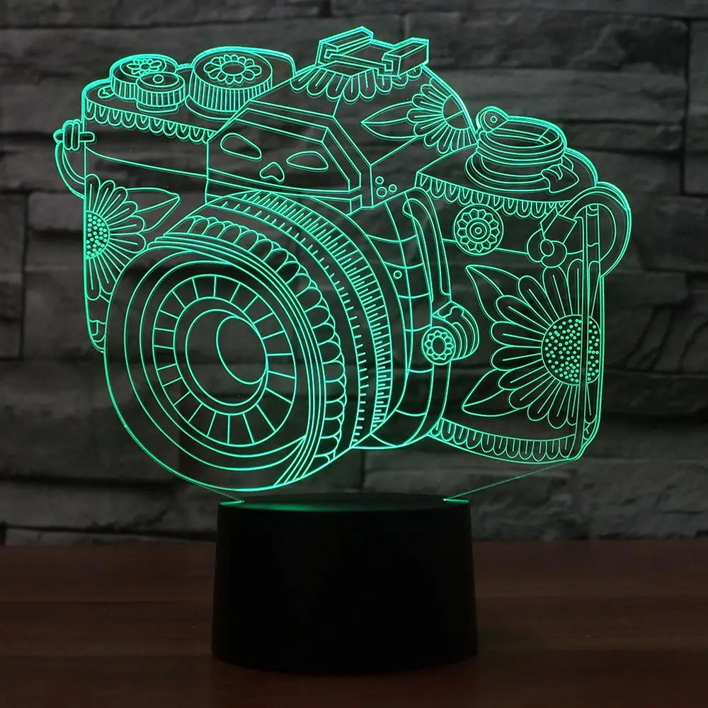 Новинка 3D лампа с камерой иллюзия светодиодная USB сенсорный RGB 7 цветов