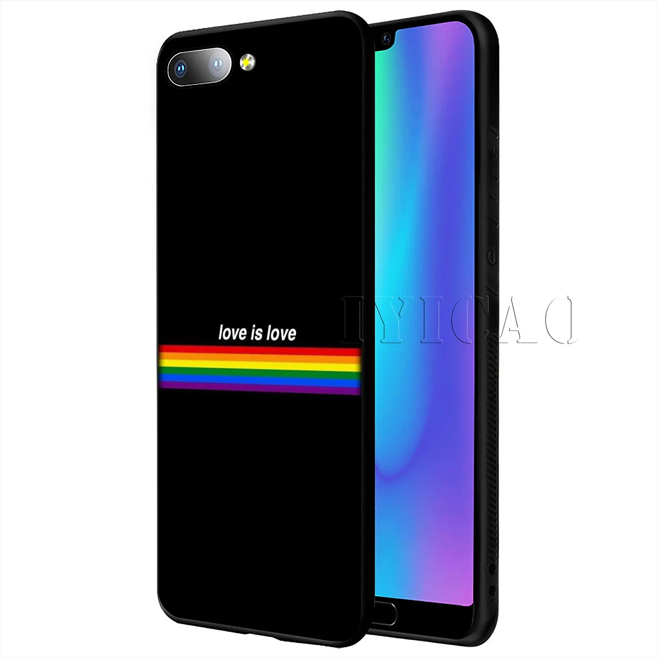 Мягкий чехол для телефона IYICAO Love Is LGBT Rainbow Heart Huawei Y9 Y7 Y6 Prime 2019 Honor 20 8C 8X 8 9 9X 10 Lite 7C 7X 7A