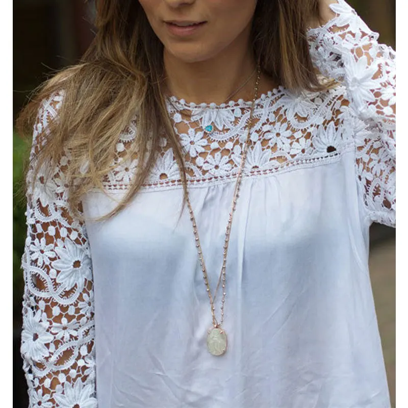 Блузка женская винтажная с длинным рукавом|chemise femme|lace blouseblouse fashion |