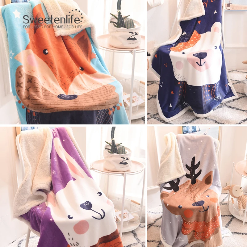 Sweetenlife супер мягкая меховая подкладка одеяло s 100x140 см детское одеяло полотенце путешествия автомобильное одеяло крышка мультфильм плед на диван