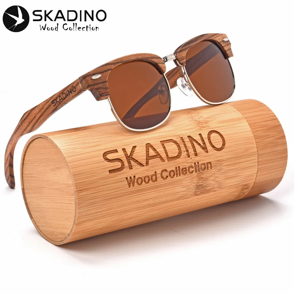 Солнцезащитные очки SKADINO UV400 поляризационные модные солнечные с деревянными