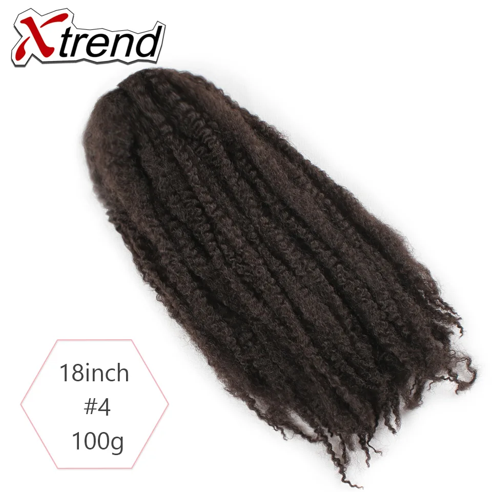 Xtrend 18 дюймов 20 прядей/pc Синтетические афро марли оплетка волос для женщин коричневый бордовый крючком сплетенные волосы для наращивания - Цвет: #4