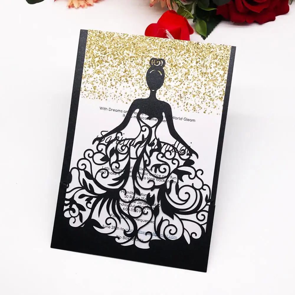 20 шт. свадебные украшения пригласительные открытки лазерная вырезка блестящее