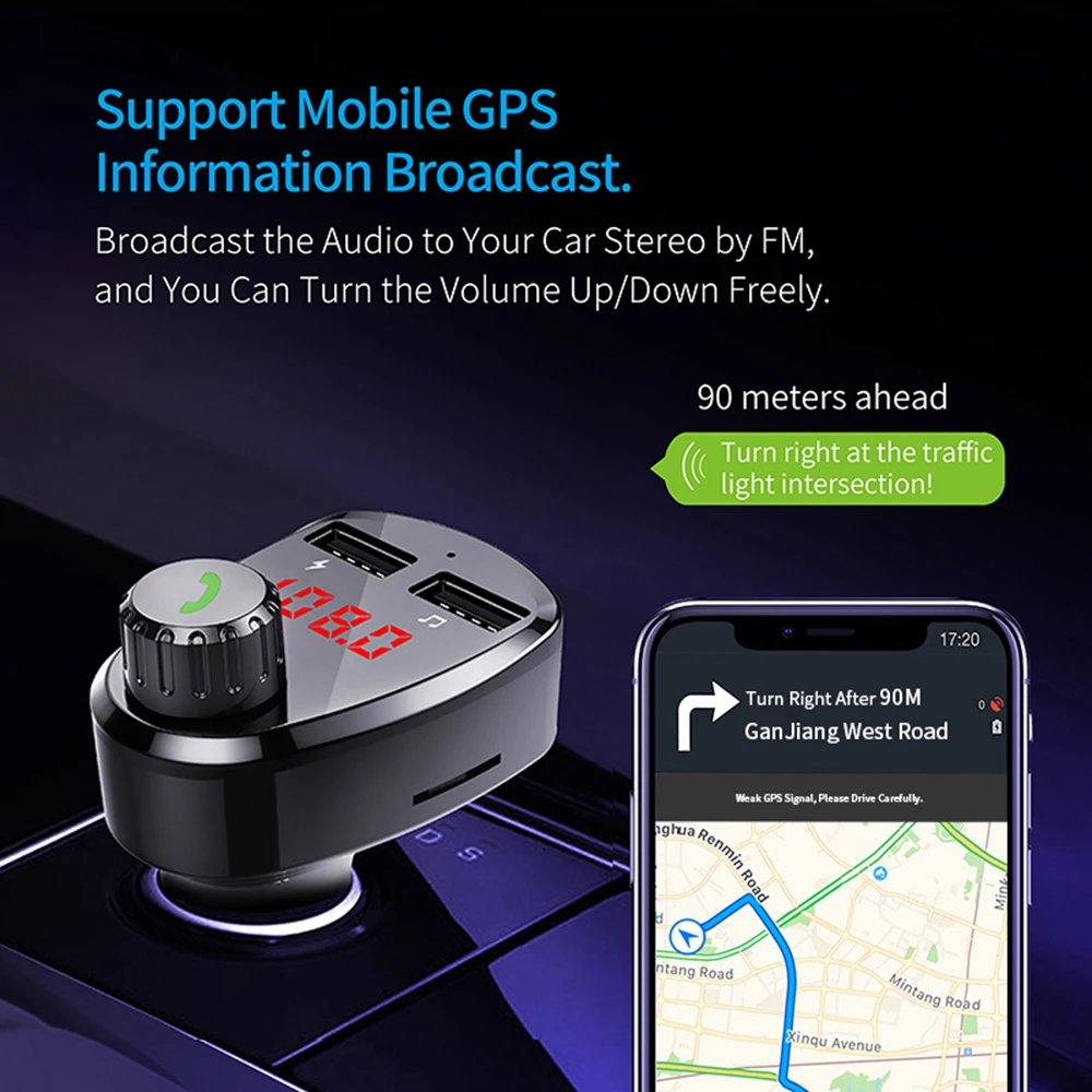 Fm-передатчик Bluetooth автомобильный трансмиссор Handsfree TF модулятор трансмиттер радио
