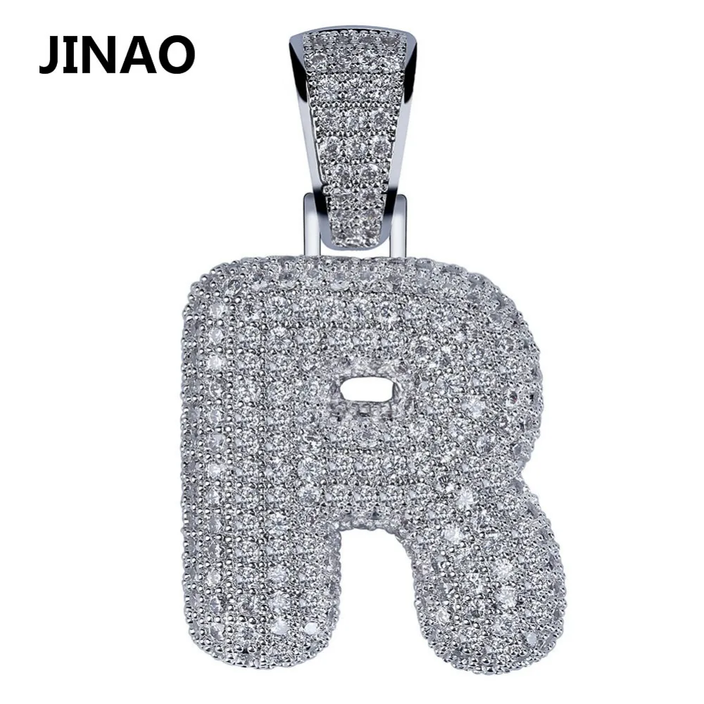 JINAO хип-хоп Iced Out пользовательские Пузырьковые буквы кулон ожерелье микро Pave AAA+ Циркон с веревкой Чиан и теннисная цепь DIY ювелирные изделия