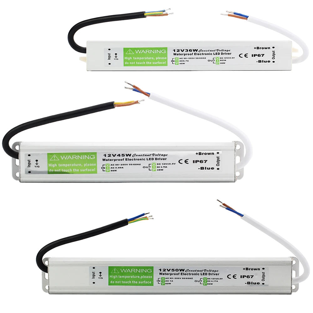 AC90V-250V к 12 в 10 Вт 15 20 24 30 36 45 50 IP67 Водонепроницаемый светодиодный электронный