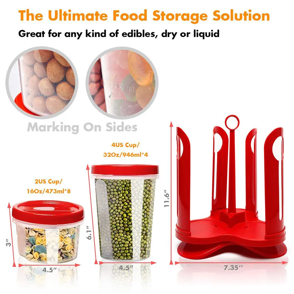 

25 PCS/Set Food Storage Box Sealed Snack Organizer Food Container Set With Rotating Rack Crisper Fridge Box Cover Kitchen Tools