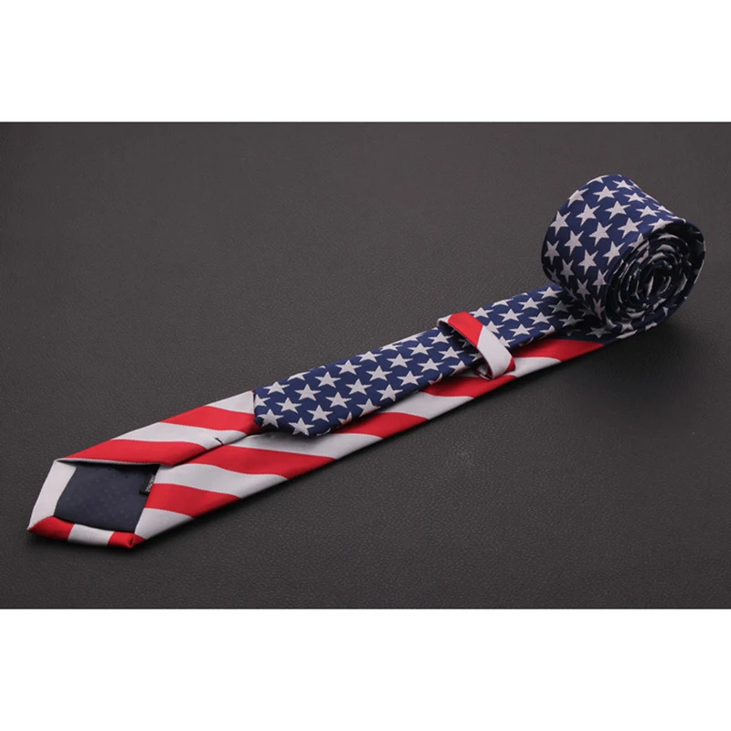 Мужской/женский галстук с принтом в виде флага США/США на каждый день узкая