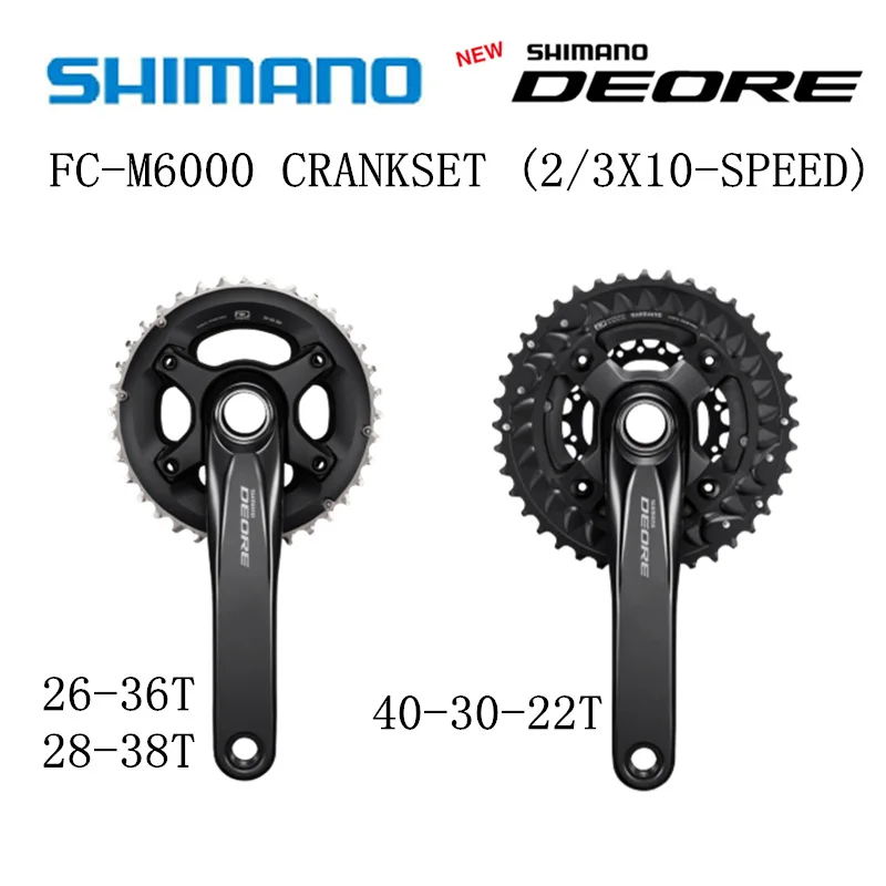 Шатун SHIMANO DEORE FC M6000 холловтех II 2x10 3x10 Speed BB52 40 30 22T 28 38T 26 36T 170 мм 175 M610|shimano deore|shimano deore