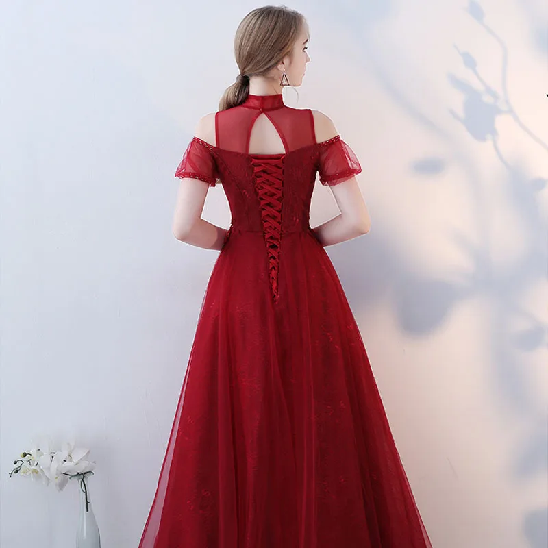 Luxury Beads Work Summer Fashion Evening Dress Elegant Woman Princess Wine Red Long Prom | Свадьбы и торжества