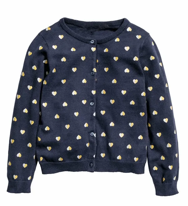 YB532344544 Осенний Детский свитер для девочек кардиган с принтом в виде сердечек
