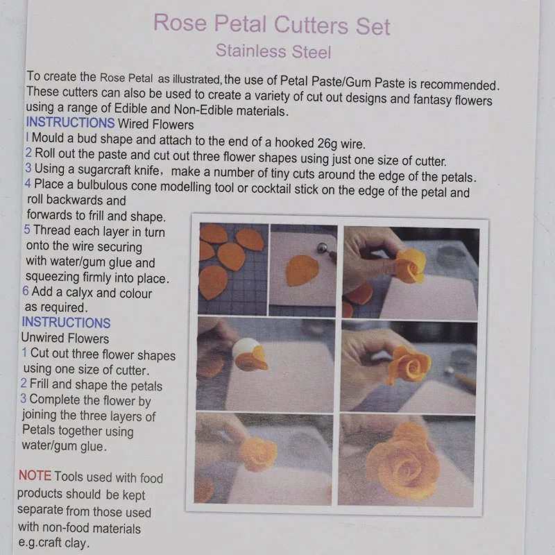 

10pcs/set Clay Rose Petal Stainless Steel Cutter Mold Knife Drop Shape Fondant Flower Cutting Mold Pottery Clay Tools