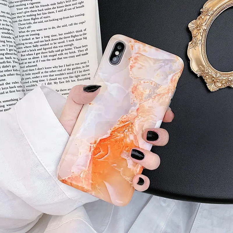 Yellow Kerzzil винтажный мраморный чехол для iPhone 11 Pro X XR XS Max 7 8 Plus, Мягкий ТПУ силиконовый чехол s для iPhone 8 7 6 6S Plus - Цвет: Yellow