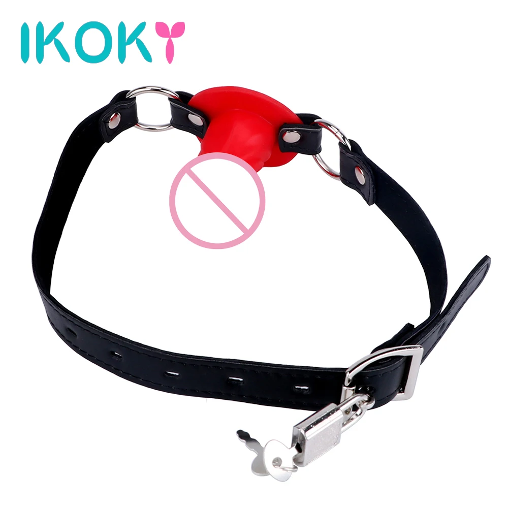 

IKOKY SM Bondage Oral Fixation Small Sex Toys for Couples Fetish 3 Colors With Locking Buckles Penis Gag Slave Dildo Mouth Gag