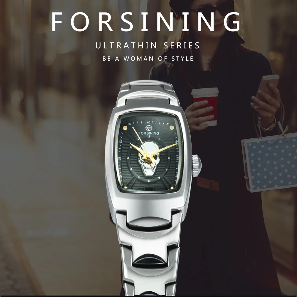 FORSINING классическое платье механические Женские часы календарь ремешок из