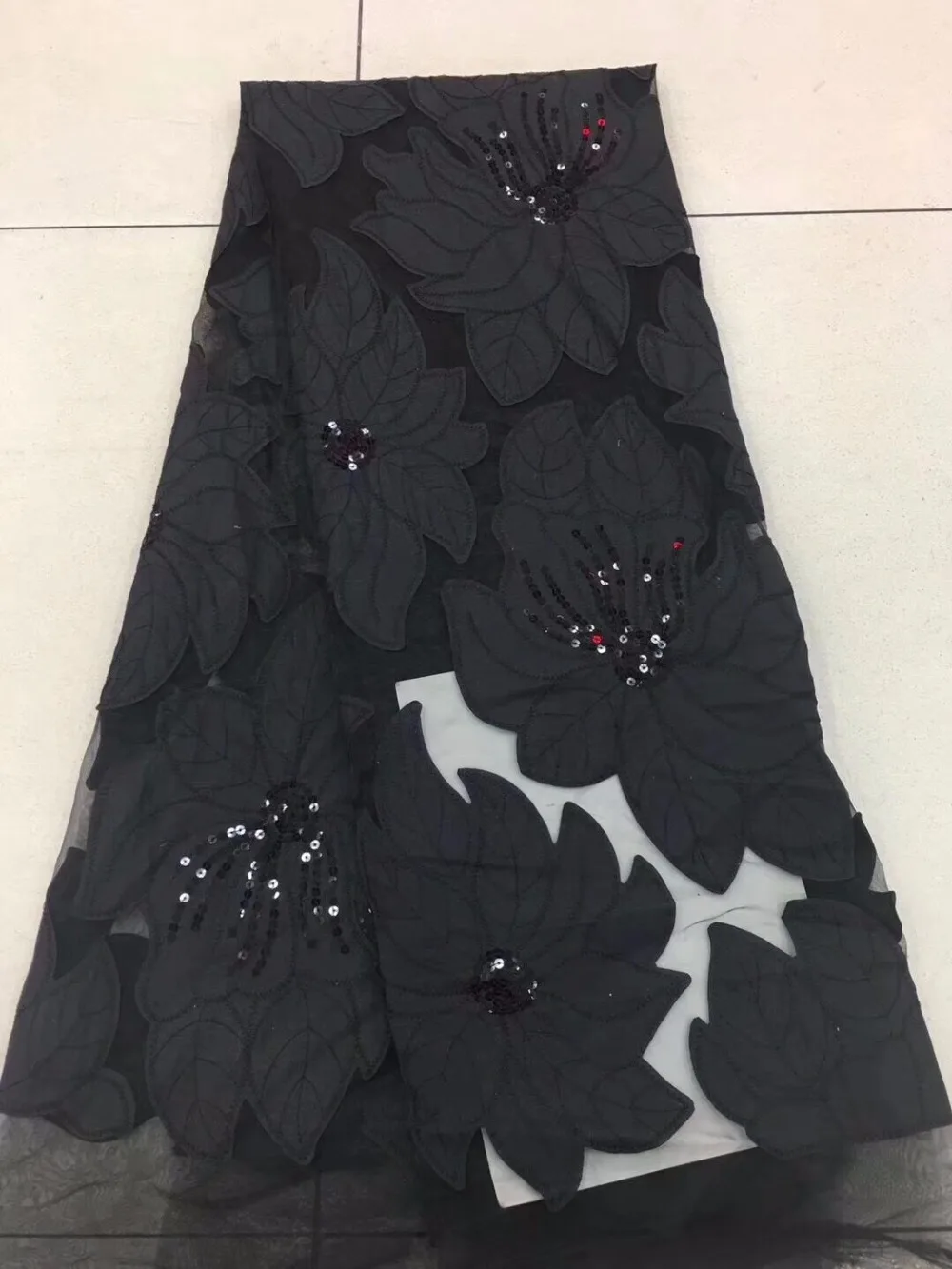 Мягкая кружевная ткань для свадьбы в нигерийском стиле S-4305 с цветочной вышивкой