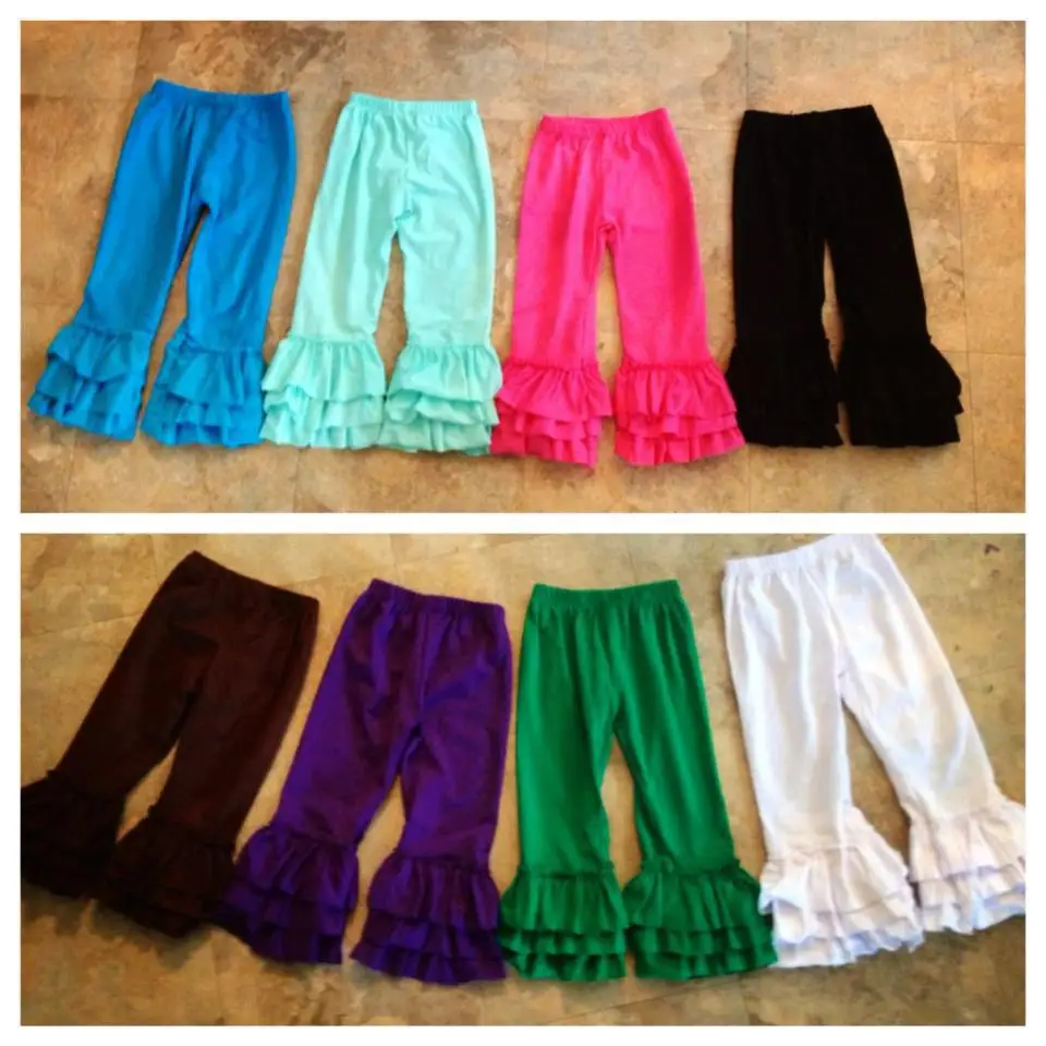 Коричневые леггинсы для девочек с тройной оборкой брючки юбкой девочек|triple ruffle