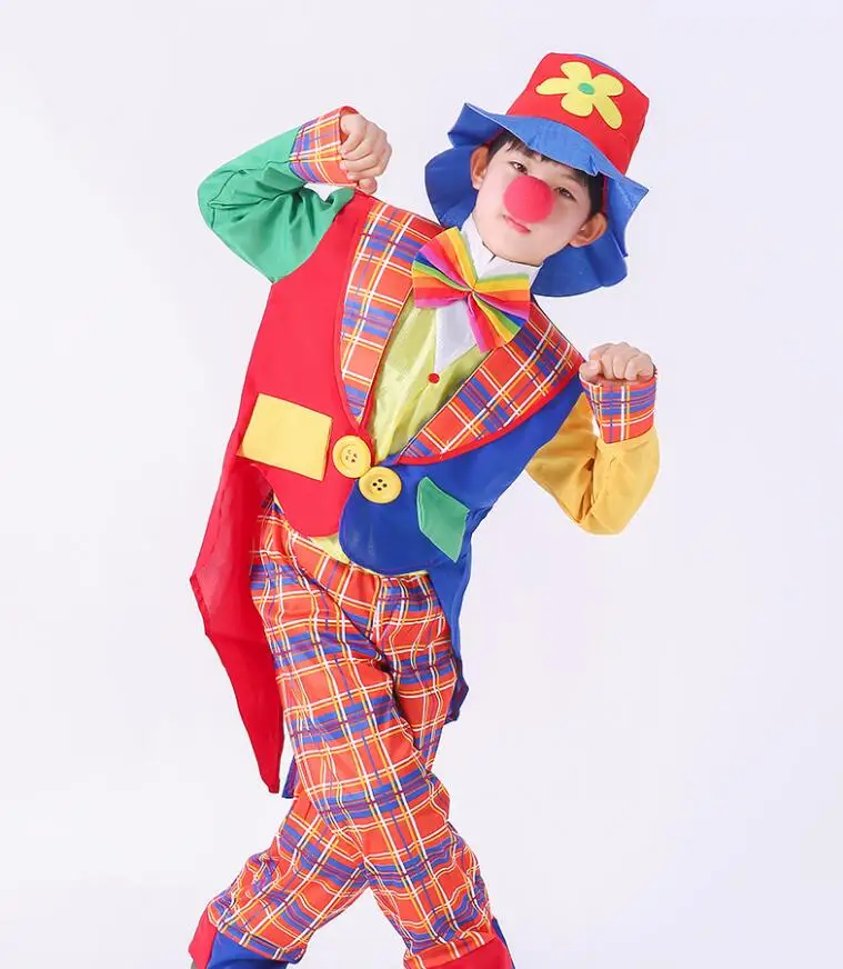 

Children's Day Purim Halloween Circus Clown Costumes Boys Kids Funny Clown Costume Fantasia Infantil Cosplay for Girl