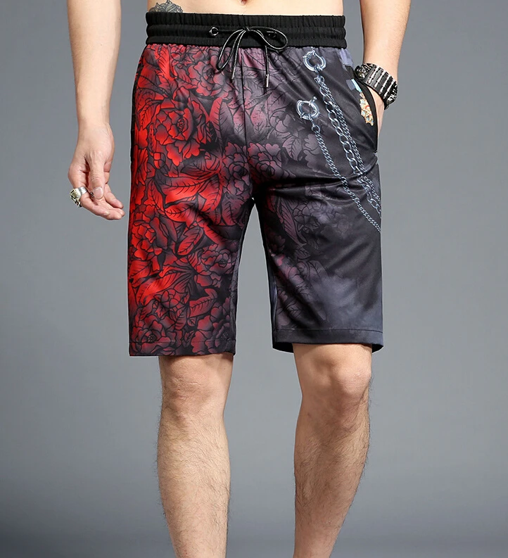 Повседневные летние мужские шорты с принтом хлопковые для отдыха в национальном