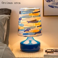 nordic modern simple color table lamp childrens room boy girl bedroom bedside lamp lovely cartoon cloth lamp free shipping