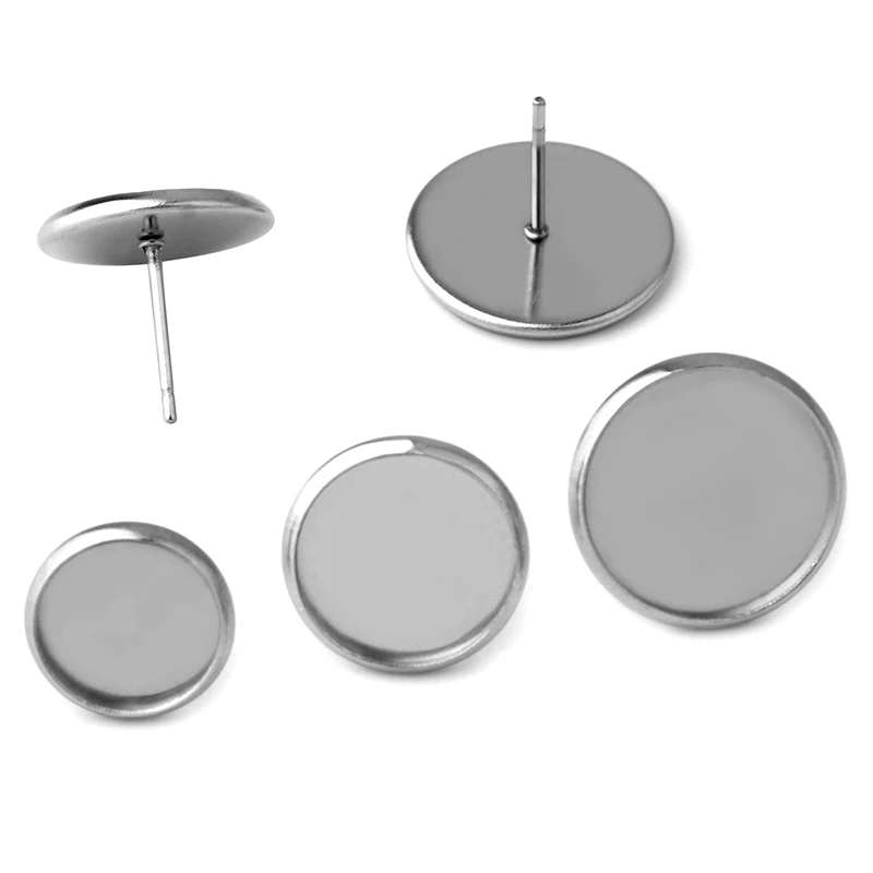 

30pcs stainless steel stick 6-16mml circular chamfer ear tray DIY jewelry earrings wholesale does not change color